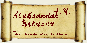 Aleksandar Malušev vizit kartica